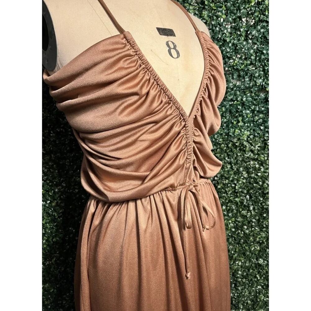 1970's Vintage Joy Stevens Disco Cocktail Midi Dress Small - Picture 3 of 8